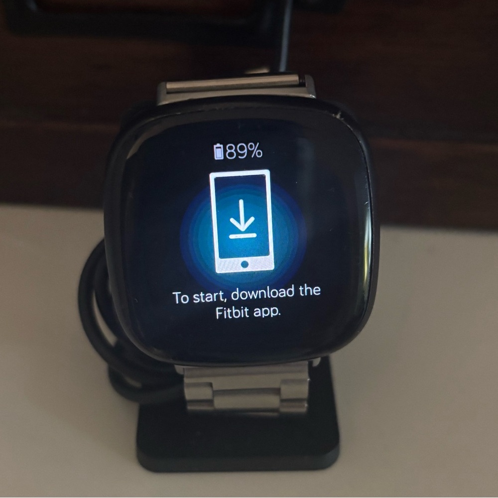 Fitbit Versa 3 Smartwatch with Silver Band